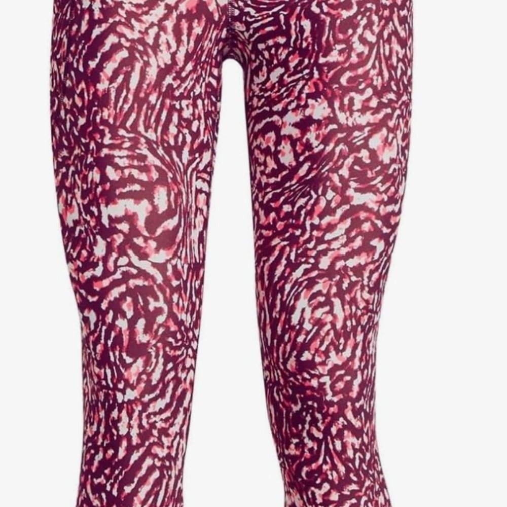 Under Armour Capri Length Pink/Maroon Print Leggings ~ 2X ~ HeatGear